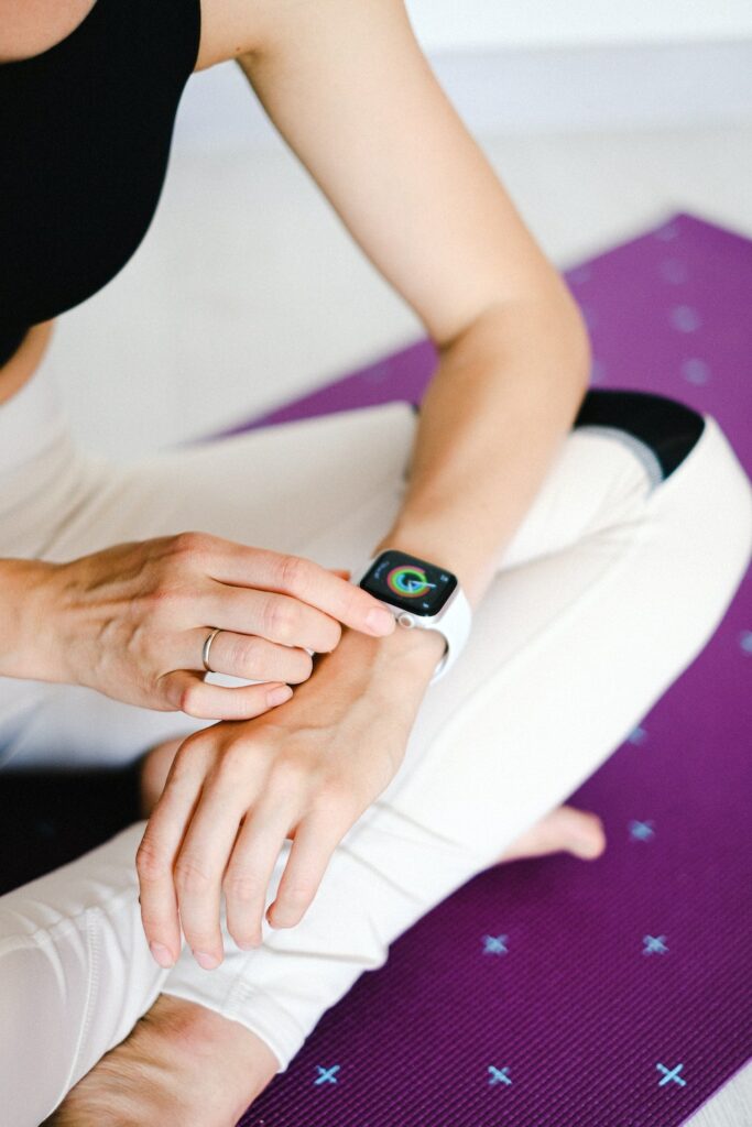 woman exercising with apple watch